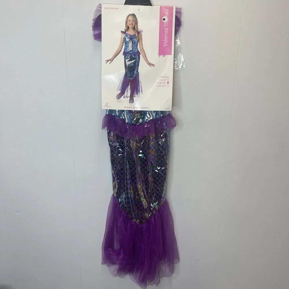 Seasons Girls Mermaid Size M 8-10 Costume Dress & Headpiece
